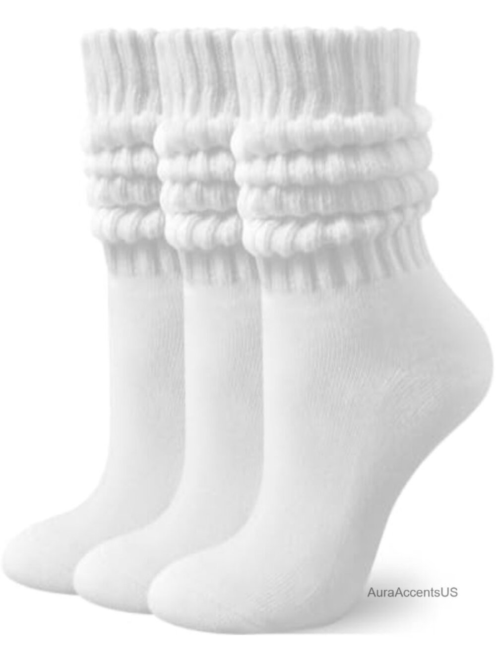 Womens Scrunch Slouch Socks Cushioned Cozy Cotton Blend Retro Crew